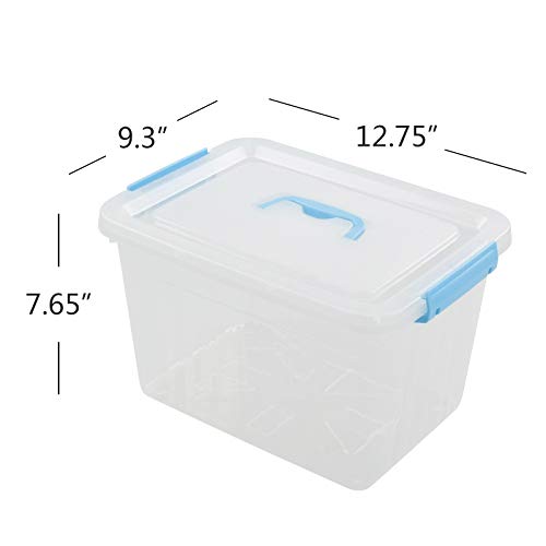 Doryh 12 L Plastic Storage Bin with Lid, Clear Transparent Box with Handles Set of 1