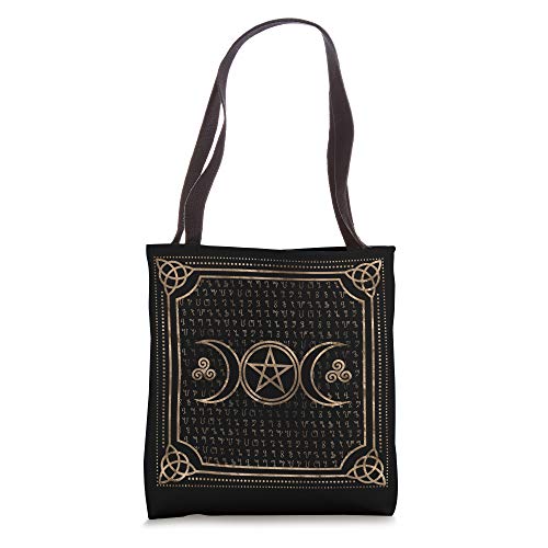 Triple Moon with Pentagram and triskele Tote Bag