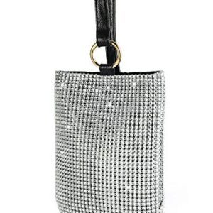 HOXIS Glitter Evening Handbag Women Clutch Sparkle Purse Bag for Party Wedding Prom (Silver&Black)