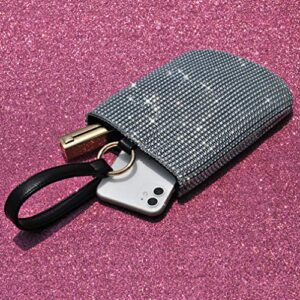 HOXIS Glitter Evening Handbag Women Clutch Sparkle Purse Bag for Party Wedding Prom (Silver&Black)