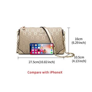 FOXER Leather Crossbody Bags for Women, Genuine Leather Ladies Fashion Shoulder Chain Bags Women's Small Messenger Bags Womens Casual Medium Crossbody Satchel Purses and Handbags (Gold)