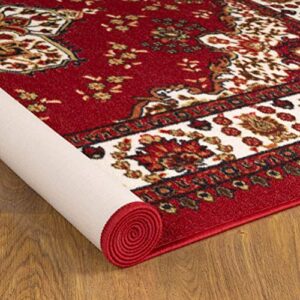 Antep Rugs Alfombras Oriental Traditional 5x7 Non-Skid (Non-Slip) Low Profile Pile Rubber Backing Indoor Area Rugs (Maroon, 5' x 7')