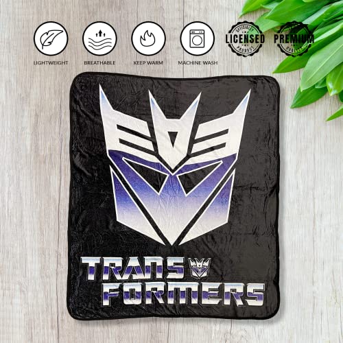 Transformers Hasbro Decepticon Symbol 80's Cartoon Printed Plush Throw Blanket