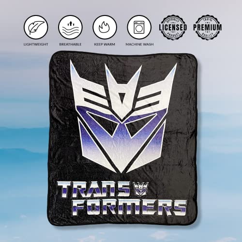 Transformers Hasbro Decepticon Symbol 80's Cartoon Printed Plush Throw Blanket