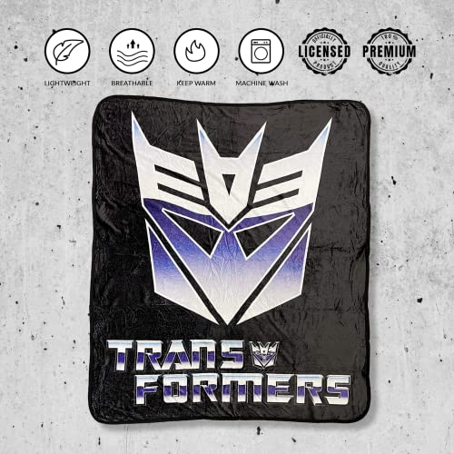 Transformers Hasbro Decepticon Symbol 80's Cartoon Printed Plush Throw Blanket