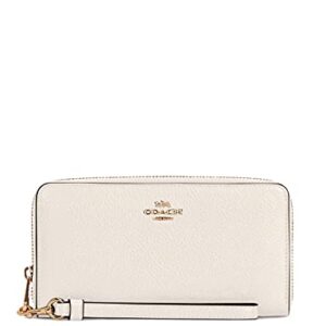 COACH Women's Long Zip Around Wallet in Pebbled Leather (Chalk)