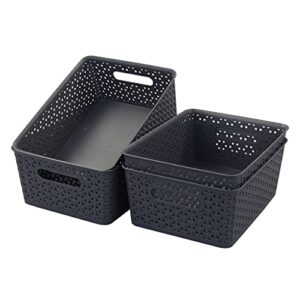 ggbin plastic basket for organizing, grey plastic basket 8 quart, set of 4