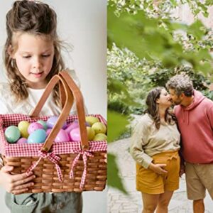 Yesland Picnic Basket, Natural Woven Basket with Double Folding Handles, Woodchip Basket & Organizer Blanket Storage for Egg Gathering, Wedding, Candy Gift & Toy (13 x 8 x 6-1/4 Inches)