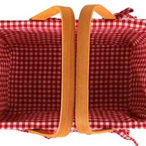 Yesland Picnic Basket, Natural Woven Basket with Double Folding Handles, Woodchip Basket & Organizer Blanket Storage for Egg Gathering, Wedding, Candy Gift & Toy (13 x 8 x 6-1/4 Inches)