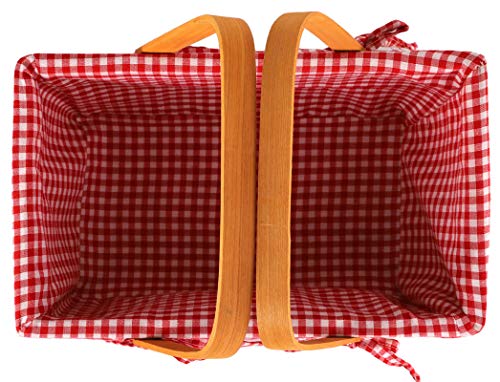 Yesland Picnic Basket, Natural Woven Basket with Double Folding Handles, Woodchip Basket & Organizer Blanket Storage for Egg Gathering, Wedding, Candy Gift & Toy (13 x 8 x 6-1/4 Inches)