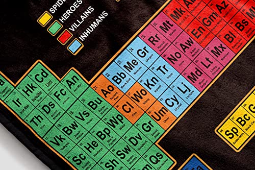 Marvel Periodic Table Blanket - Measures 62 x 90 inches - Fade Resistant Super Soft Fleece Bedding (Official Marvel Product)