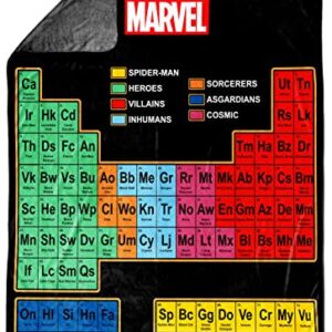 Marvel Periodic Table Blanket - Measures 62 x 90 inches - Fade Resistant Super Soft Fleece Bedding (Official Marvel Product)