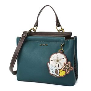 CHALA Charming Satchel with Adjustable Strap - Sand Dollar - Turquoise