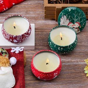 YIH Christmas Scented Candles Gift Sets, Natural Soy Wax 2.5 Oz Unit Portable Travel Tin Perfect for Women Anniversary - 12 Pack