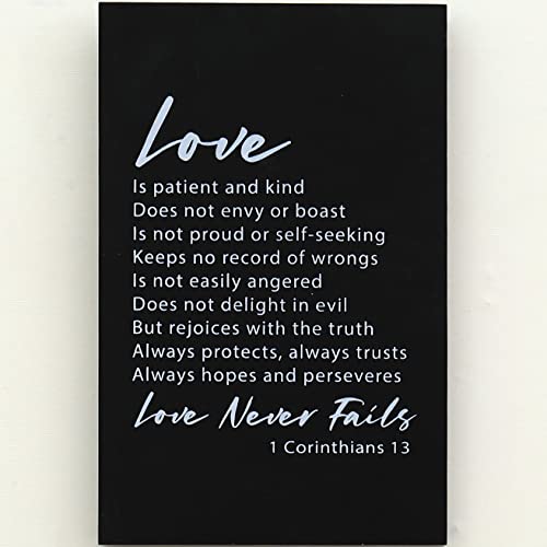 1 Corinthians 13 4-8 Scripture Wall Art 14x9 Wood Sign. Love is Patient Love is Kind Love Never Fails Bible Verse Wall Decor. Christian Modern Farmhouse Religious Home Decor Plaque for Living Room.