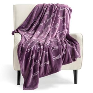 bedsure get well soon gifts for women – after surgery blanket, sympathy gift for men hug soft fleece healing blanket for breast cancer – purple 50×60 inch