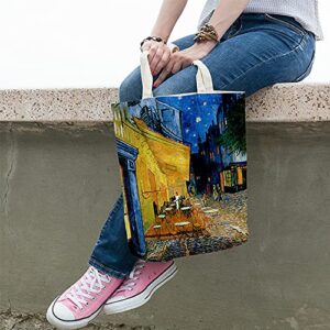 Rejolly 4 Pack Canvas Art Tote Bag Vincent Van Gogh Aesthetic Impressionist Accent Painting Printed Purse Stylish Shoulder Handbag for Women Men