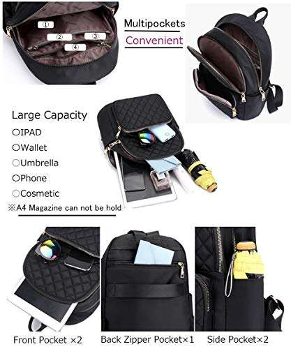 Backpack Purse for Women Small Rucksack Fashion Mini Daypack Shoulder Bag Ladies (black2)