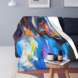 YISHOW Watercolor Horse Fleece Throw Blanket Warm Cozy Throw Decorative for Living Room Couch Bed Chair Dorm,60"X50"