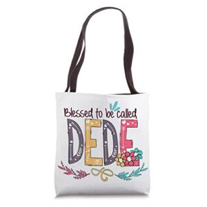 blessed to be called dede colorful funny grandma christmas tote bag