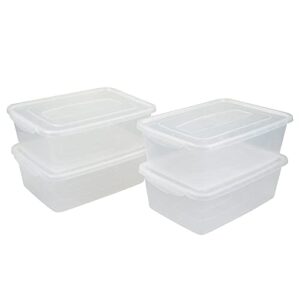 morcte 4-pack 14 l plastic storage box, clear storage bin