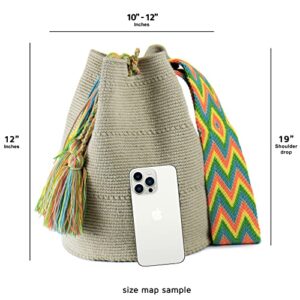 Wayuu Classic Boho Collection Hand Woven Beach Crocheted Tote Handbag (Design 33)