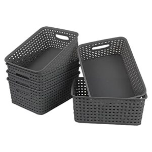 anbers small plastic storage basket, 10.03″ x 7.59″ x 4.09″, pack of 6, gray