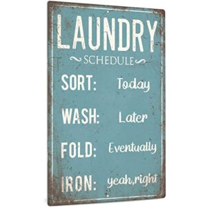 putuo decor funny laundry room decor metal tin sign 12″ x 8″ (laundry schedule)