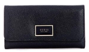 guess women’s pish posh black logo slim wallet clutch bag with gift box
