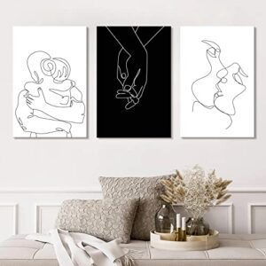 minimalist black and white canvas wall art love painting for couples bedroom line drawing art poster prints framed artwork pictures bathroom living room wall decor ready to hang