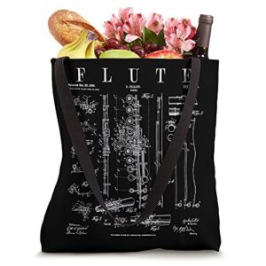 Flute Vintage Patent Flutist Flautist Drawing Print Tote Bag