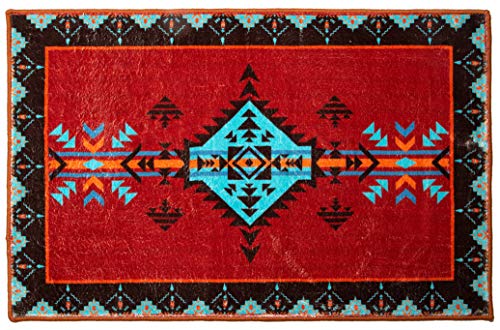 Carstens Red Southwestern Small Area Rug Doormat 24" x 36"