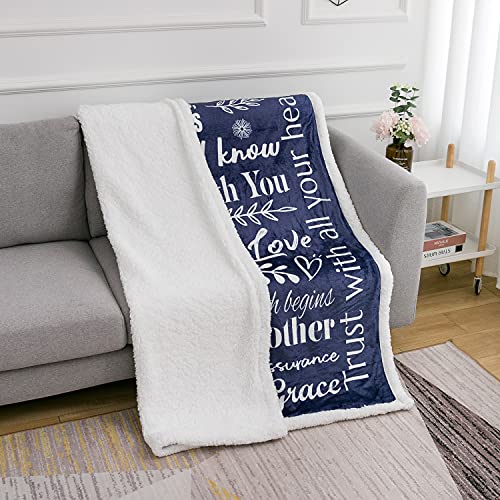 Christian Throw Blanket Religious Gifts - Inspirational Fluffy Blankets with Faith Hope Love Messages for Christian Gifts for Women | Snuggly Soft and Cozy Blanket Christian Decor | 50" X 60"