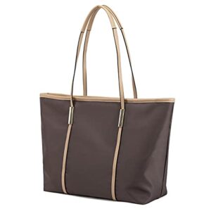 wxnow women nylon handbags purses satchel tote shoulder bag top handle bag (brown)