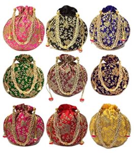 pack of 20 india gift hub traditional indian potli, women handbag, handmade bag,gift, clutch purse, wedding