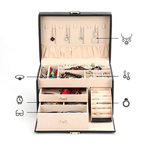 FEISCON Jewelry Organizer Makeup Cosmetic Storage Organizer Box Small Jewelry Box Travel Jewelry Case …