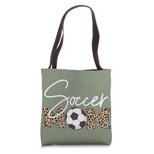 soccer mom leopard print ball tote bag