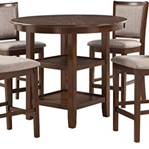 New Classic Furniture Amy 5-Piece Counter Dining Table Set, Cherry