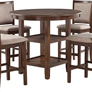 New Classic Furniture Amy 5-Piece Counter Dining Table Set, Cherry