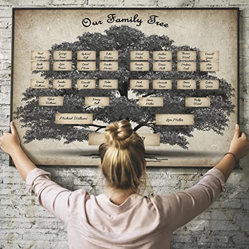 Family Tree Chart 6 Generation Genealogy Poster, to Fill in Blank Fillable Ancestry Chart, for Family Member gifts for baby, men, women, grandparents, mother/father Set 36in*24in Excluding frames