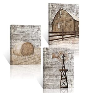 simiwow windmill wall decor country farmhouse wall art barn corn field windmill painting framed canvas prints ready to hang