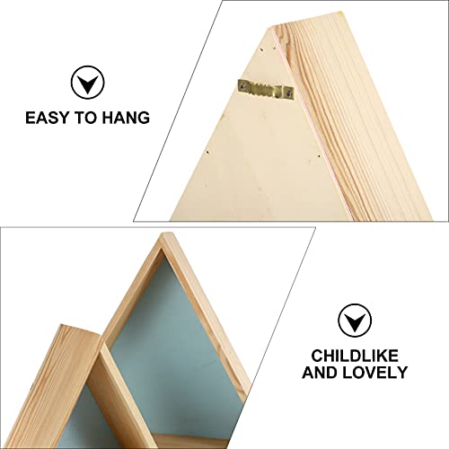 VOSAREA 2Pcs Wood Triangle Floating Shelf Wall Mount Geometric Wooden Box Hanging Shadow Boxes Display Rack Wall Decor for Bedroom Nursery Living Room