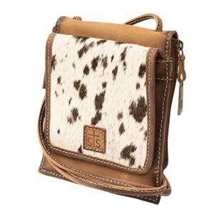 sts ranchwear euro durable leather brown casual crossbody bag with shoulder strap, multi cowhide