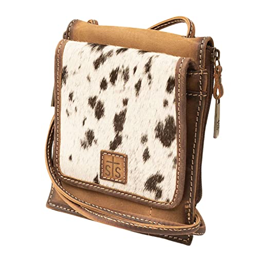 STS Ranchwear Euro Durable Leather Brown Casual Crossbody Bag with Shoulder Strap, Multi Cowhide