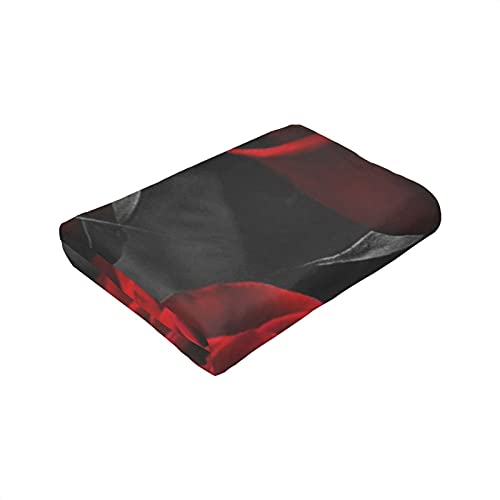 HBNWQUA Red Rose Blanket Throw Super Soft Lightweight Flannel Blanket for Living Room Bedroom Bed Sofa 80x60 inches, Black