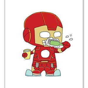 Iron Man Bathroom Photos- Set of 3 (8 inches x 10 inches) Tony Stark Poster Prints