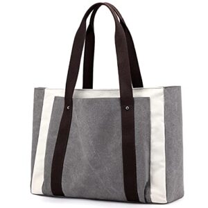 scioltoo travel totes for women large vintage canvas multicolor 15.6 inch shoulder purses bag womens work bags cute school book weekender tote grey