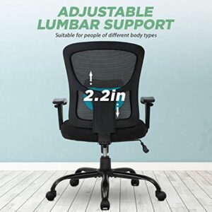 Big and Tall Office Chair 400lbs Desk Chair Mesh Computer Chair with Lumbar Support Wide Seat Adjust Arms Rolling Swivel High Back Task Executive Ergonomic Chair for Home Office (Black)