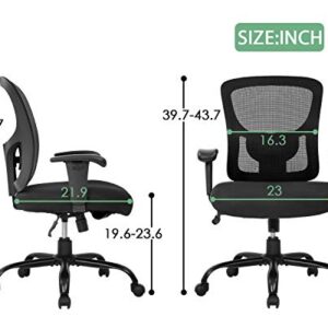 Big and Tall Office Chair 400lbs Desk Chair Mesh Computer Chair with Lumbar Support Wide Seat Adjust Arms Rolling Swivel High Back Task Executive Ergonomic Chair for Home Office (Black)