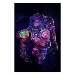 zensh, spaceman poster outer universe starlight wall art prints cool planet decorative paintings for boys room, no frame 16x24in